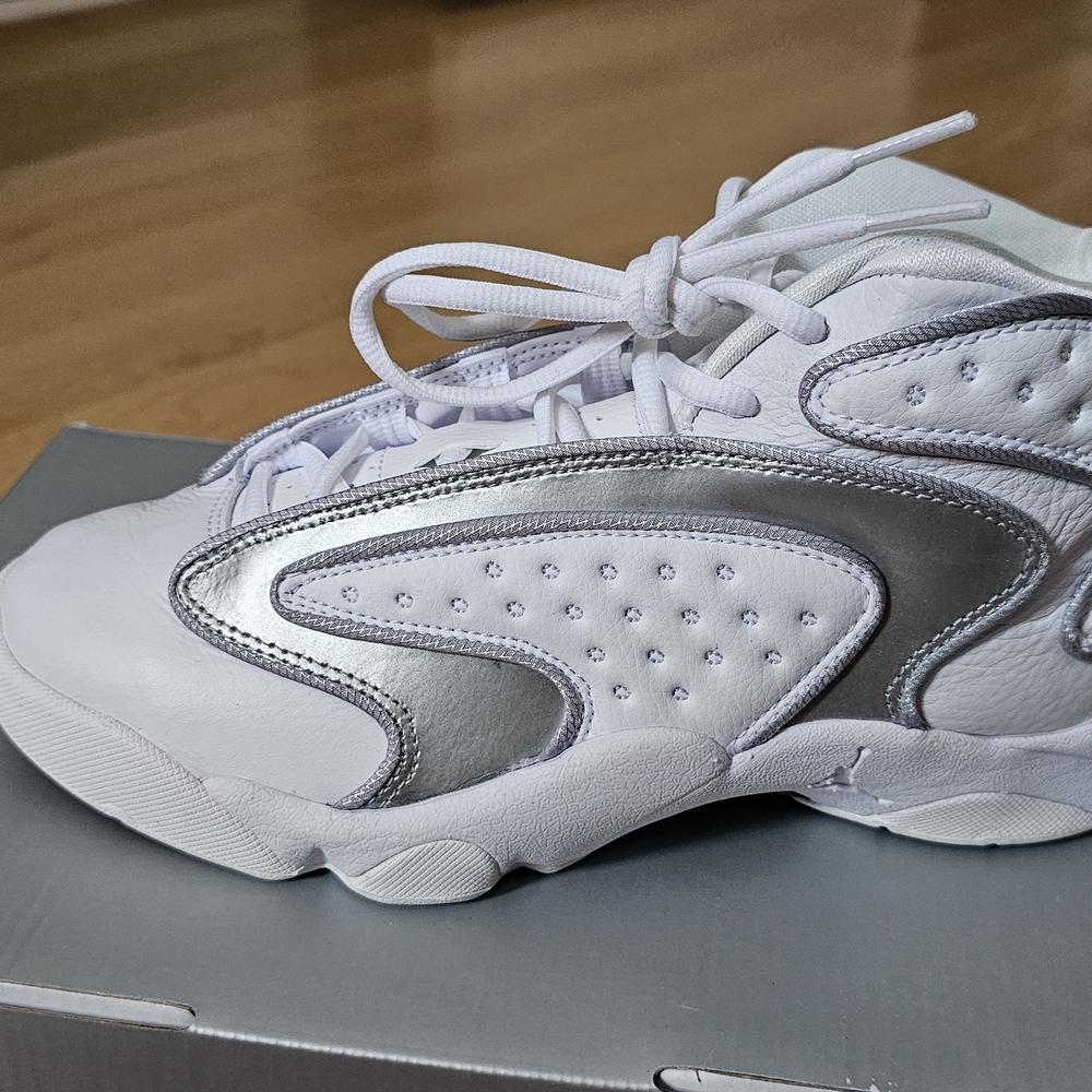 Jordan Kids White and Silver Sneakers